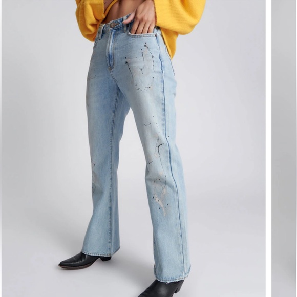 One Teaspoon Charlie Slim High Waist Flared Jeans, Fleetwood Artiste - Picture 3 of 12